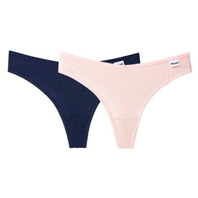 S-XL Pure Cotton Panties Ladies Sexy Panties Ladies Cotton Oversized Ladies Thong 2 Pieces/set Of Solid Color Panties