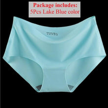 Load image into Gallery viewer, 5PCS lot Seamless Underwear Women Sexy Panties Comfort Lady Lingerie Ice Silk One-Piece Mid-Waist Underpants Soft Briefs set
