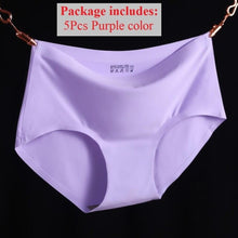 Load image into Gallery viewer, 5PCS lot Seamless Underwear Women Sexy Panties Comfort Lady Lingerie Ice Silk One-Piece Mid-Waist Underpants Soft Briefs set
