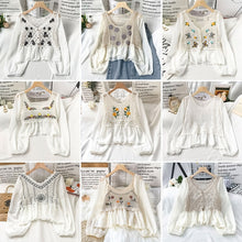 Load image into Gallery viewer, EBAIHUI Early Spring 2021 New Lace Hollowed-out Shirts Embroidery Chiffon Blouse Women&#39;s Fashion Top Button Summer Elegant Shirt
