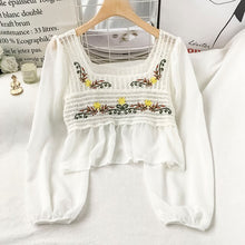 Load image into Gallery viewer, EBAIHUI Early Spring 2021 New Lace Hollowed-out Shirts Embroidery Chiffon Blouse Women&#39;s Fashion Top Button Summer Elegant Shirt
