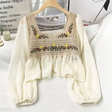 Load image into Gallery viewer, EBAIHUI Early Spring 2021 New Lace Hollowed-out Shirts Embroidery Chiffon Blouse Women&#39;s Fashion Top Button Summer Elegant Shirt
