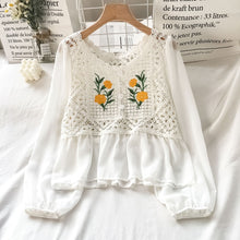 Load image into Gallery viewer, EBAIHUI Early Spring 2021 New Lace Hollowed-out Shirts Embroidery Chiffon Blouse Women&#39;s Fashion Top Button Summer Elegant Shirt
