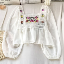 Load image into Gallery viewer, EBAIHUI Early Spring 2021 New Lace Hollowed-out Shirts Embroidery Chiffon Blouse Women&#39;s Fashion Top Button Summer Elegant Shirt
