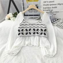 Load image into Gallery viewer, EBAIHUI Early Spring 2021 New Lace Hollowed-out Shirts Embroidery Chiffon Blouse Women&#39;s Fashion Top Button Summer Elegant Shirt
