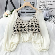 Load image into Gallery viewer, EBAIHUI Early Spring 2021 New Lace Hollowed-out Shirts Embroidery Chiffon Blouse Women&#39;s Fashion Top Button Summer Elegant Shirt
