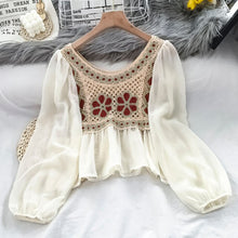 Load image into Gallery viewer, EBAIHUI Early Spring 2021 New Lace Hollowed-out Shirts Embroidery Chiffon Blouse Women&#39;s Fashion Top Button Summer Elegant Shirt
