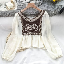 Load image into Gallery viewer, EBAIHUI Early Spring 2021 New Lace Hollowed-out Shirts Embroidery Chiffon Blouse Women&#39;s Fashion Top Button Summer Elegant Shirt
