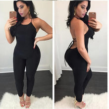 Load image into Gallery viewer, Summer Sexy Jumpsuits Women Spaghetti Strap Hollow Backless Lace-Up Jumpsuits Solid Sleeveless Club Party Jumpsuit Female 969548
