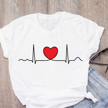 Load image into Gallery viewer, Heartbeat ECG Printed Short Sleeve Tshirts Women Harajuku Ulzzang Tumblr Graphic Tees Shirt Femme Hot 2021 Clothes
