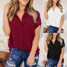 Load image into Gallery viewer, 2021 New Women Shirt Classic Chiffon Blouse Female Loose Casual Batwing Sleeve V-Neck Shirts Lady Simple Style Tops Clothes
