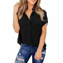 Load image into Gallery viewer, 2021 New Women Shirt Classic Chiffon Blouse Female Loose Casual Batwing Sleeve V-Neck Shirts Lady Simple Style Tops Clothes
