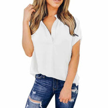 Load image into Gallery viewer, 2021 New Women Shirt Classic Chiffon Blouse Female Loose Casual Batwing Sleeve V-Neck Shirts Lady Simple Style Tops Clothes
