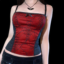 Load image into Gallery viewer, Punk gothic clothes women sexy goth tops summer female harajuku vintage y2k top traight Tribute Lace Sling Red Slim Camis 2021
