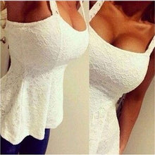 Load image into Gallery viewer, Summer modis Sexy Lace Stitching Sling Women Top Casual Solid Slim Zipper women Clothes 2021 Off Shoulder Lace Sexy Party Tops
