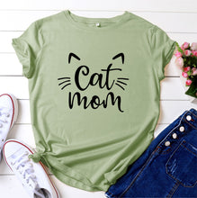 Load image into Gallery viewer, Cat Mom 100%Cotton T-shirt Cute 90s Fur Mama Tshirt Funny Women Short Sleeve Graphic Cat Lover Tee Shirt Top Kawaii Clothes
