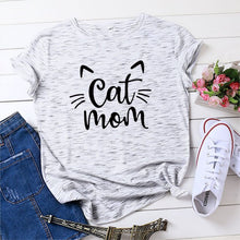 Load image into Gallery viewer, Cat Mom 100%Cotton T-shirt Cute 90s Fur Mama Tshirt Funny Women Short Sleeve Graphic Cat Lover Tee Shirt Top Kawaii Clothes
