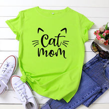 Load image into Gallery viewer, Cat Mom 100%Cotton T-shirt Cute 90s Fur Mama Tshirt Funny Women Short Sleeve Graphic Cat Lover Tee Shirt Top Kawaii Clothes
