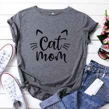 Load image into Gallery viewer, Cat Mom 100%Cotton T-shirt Cute 90s Fur Mama Tshirt Funny Women Short Sleeve Graphic Cat Lover Tee Shirt Top Kawaii Clothes
