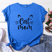 Load image into Gallery viewer, Cat Mom 100%Cotton T-shirt Cute 90s Fur Mama Tshirt Funny Women Short Sleeve Graphic Cat Lover Tee Shirt Top Kawaii Clothes
