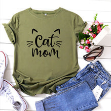 Load image into Gallery viewer, Cat Mom 100%Cotton T-shirt Cute 90s Fur Mama Tshirt Funny Women Short Sleeve Graphic Cat Lover Tee Shirt Top Kawaii Clothes
