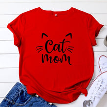 Load image into Gallery viewer, Cat Mom 100%Cotton T-shirt Cute 90s Fur Mama Tshirt Funny Women Short Sleeve Graphic Cat Lover Tee Shirt Top Kawaii Clothes
