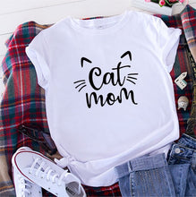 Load image into Gallery viewer, Cat Mom 100%Cotton T-shirt Cute 90s Fur Mama Tshirt Funny Women Short Sleeve Graphic Cat Lover Tee Shirt Top Kawaii Clothes
