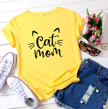 Load image into Gallery viewer, Cat Mom 100%Cotton T-shirt Cute 90s Fur Mama Tshirt Funny Women Short Sleeve Graphic Cat Lover Tee Shirt Top Kawaii Clothes
