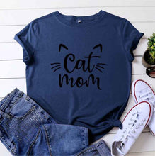 Load image into Gallery viewer, Cat Mom 100%Cotton T-shirt Cute 90s Fur Mama Tshirt Funny Women Short Sleeve Graphic Cat Lover Tee Shirt Top Kawaii Clothes
