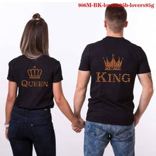 Load image into Gallery viewer, Couple Women T Shirt King and Queen Print Funny Femme T-shirts Casual Short Sleeve Cute Valentine Tee Tops Woman Gothic Clothes
