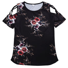 Load image into Gallery viewer, Summer Women Ladies Off Shoulders Short Sleeves T Shirt Floral Printed Casual Tops Clothes T-Shirt
