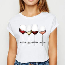 Load image into Gallery viewer, Funny Wine Glass T-shirt Women Kawaii Harajuku 90s Korean Style Tumblr Short Sleeve Plus Size Tees Shirts Femme Clothes
