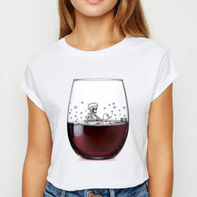 Load image into Gallery viewer, Funny Wine Glass T-shirt Women Kawaii Harajuku 90s Korean Style Tumblr Short Sleeve Plus Size Tees Shirts Femme Clothes
