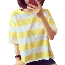 Load image into Gallery viewer, Women Lady Striped Short Sleeve Round Collar T-shirt Top Tee Clothes for Summer -OPK
