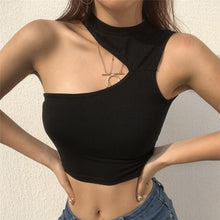 Load image into Gallery viewer, Women Single Strap Bra Summer Shoulder Tops Sleeveless Solid Color T-shirts Lady Sexy Cool Fashion Clothes Casual Tank Vest
