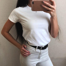 Load image into Gallery viewer, Women Summer T-shirt O-neck Pure Color Short Sleeve Casual T-shirt Comfortable Women Clothes Femme Tee Tops Camiseta Mujer 2021
