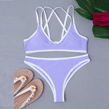 Load image into Gallery viewer, 2021 High Waist Bathing Suits Push Up Sexy Swimsuit Women Sport Crop Bikini Sets Woman Beach Swimwear Brazilian Clothes
