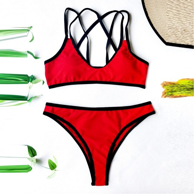 2021 High Waist Bathing Suits Push Up Sexy Swimsuit Women Sport Crop Bikini Sets Woman Beach Swimwear Brazilian Clothes