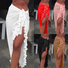 Load image into Gallery viewer, Ruffle Beach Summer Long Skirt Women 2021 Side Split White Red Black Pink Yellow Elastic Waist High Waist Skirts Clothes
