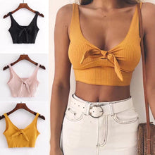 Load image into Gallery viewer, Women Lady Female Crop Top Sexy Sleeveless T-shirt Ribbed Chest Knot Backless Slim Crop Top Vest Summer Fashion Clothes
