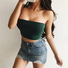 Load image into Gallery viewer, Summer Women Solid Tube Top Simple Bottoming Vest Casual Basic Crop Strapless Bandeau Tanks Size S-L Summer Fashion Clothes
