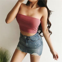 Load image into Gallery viewer, Summer Women Solid Tube Top Simple Bottoming Vest Casual Basic Crop Strapless Bandeau Tanks Size S-L Summer Fashion Clothes
