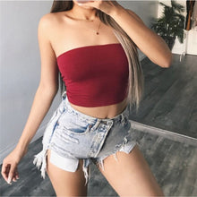 Load image into Gallery viewer, Summer Women Solid Tube Top Simple Bottoming Vest Casual Basic Crop Strapless Bandeau Tanks Size S-L Summer Fashion Clothes
