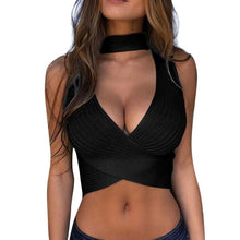 Load image into Gallery viewer, women Sexy deep v-neck vest Out Crop Top Women Summer Knitted Vest Top Clothes Feminino Sleeveless  Tank Tops Chemise Femme @7
