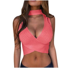 Load image into Gallery viewer, women Sexy deep v-neck vest Out Crop Top Women Summer Knitted Vest Top Clothes Feminino Sleeveless  Tank Tops Chemise Femme @7
