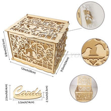 Load image into Gallery viewer, DIY Wedding Gift Card Box Wooden Money Box with Lock Beautiful Wedding Decoration Supplies for Birthday Party Drop Shipping
