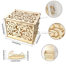 Load image into Gallery viewer, DIY Wedding Gift Card Box Wooden Money Box with Lock Beautiful Wedding Decoration Supplies for Birthday Party Drop Shipping
