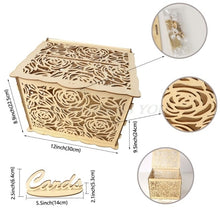 Load image into Gallery viewer, DIY Wedding Gift Card Box Wooden Money Box with Lock Beautiful Wedding Decoration Supplies for Birthday Party Drop Shipping
