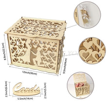 Load image into Gallery viewer, DIY Wedding Gift Card Box Wooden Money Box with Lock Beautiful Wedding Decoration Supplies for Birthday Party Drop Shipping
