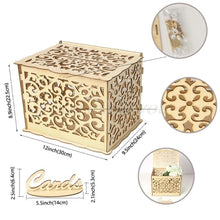 Load image into Gallery viewer, DIY Wedding Gift Card Box Wooden Money Box with Lock Beautiful Wedding Decoration Supplies for Birthday Party Drop Shipping
